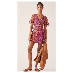 NWOT Anthropologie Soft Printed Ruffled Tiered Mini Dress  Size Small